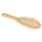 Peigne à cheveux de massage en bois naturel avec base en caoutchouc et brosse en bois, Taille : Petit, Petit (blanc)