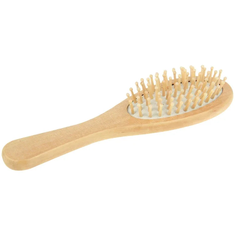 Peigne à cheveux de massage en bois naturel avec base en caoutchouc et brosse en bois, Taille : Petit, Petit (blanc)