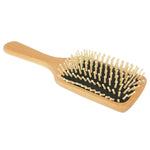 Brosse à cheveux de massage en bois naturel avec base en caoutchouc et brosse en bois, taille : Grande, Grande (Blanc), Grande (Noir)