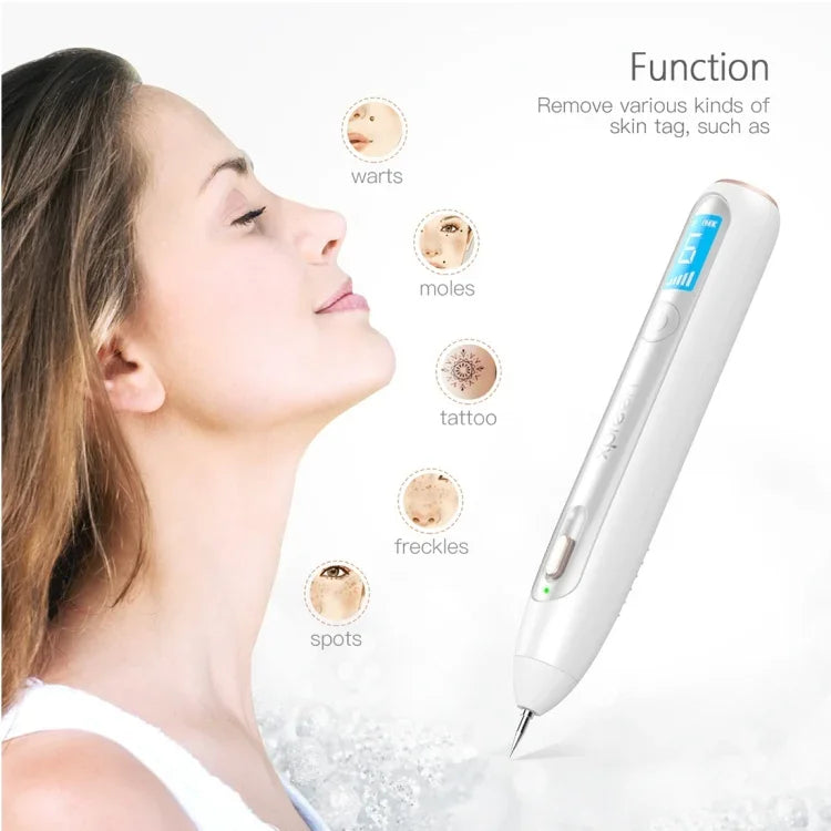 XPREEN XPRE051 Stylo professionnel sans fil rechargeable pour l'élimination des grains de beauté, taches de rousseur, taches sombres, tatouages, verrues, et des excroissances cutanées, avec écran LED et projecteur