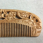 Peigne en Bois Sculpté Double Face Parfumée Sultry Orchid Mahogany + Boîte Cadeau, Couleurs de la Boîte Cadeau Aléatoires, 2