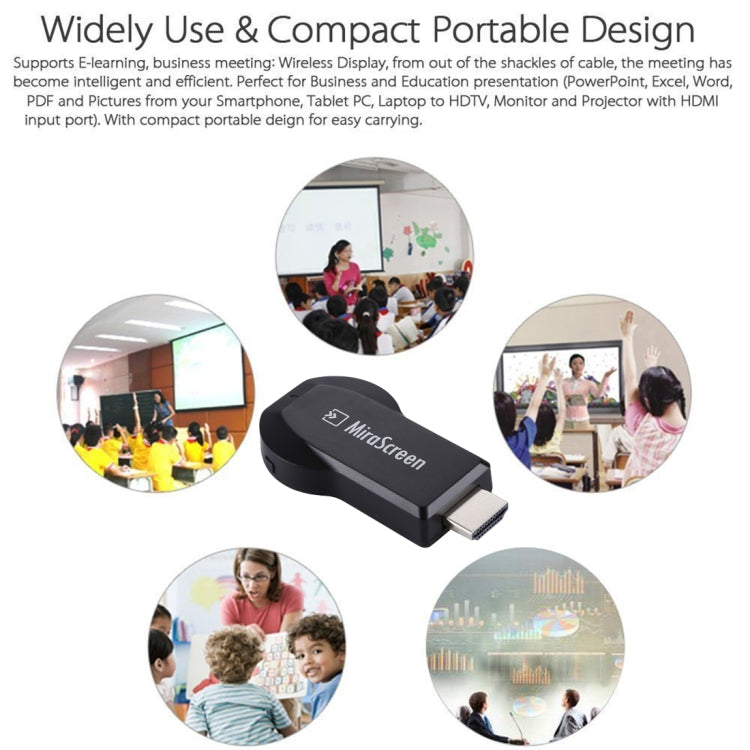 Dongle récepteur d'affichage WiFi MiraScreen / Miracast Airplay DLNA, appareil de mise en miroir sans fil avec câble USB 2 en 1
