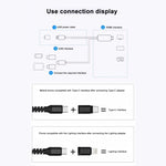 Câble HDMI HDTV 3-en-1 Micro USB + USB-C / Type-C + 8 broches