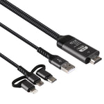 Câble HDMI HDTV 3-en-1 Micro USB + USB-C / Type-C + 8 broches
