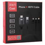 Câble HDMI HDTV 3-en-1 Micro USB + USB-C / Type-C + 8 broches