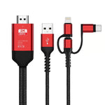 Câble HDMI HDTV 3-en-1 Micro USB + USB-C / Type-C + 8 broches
