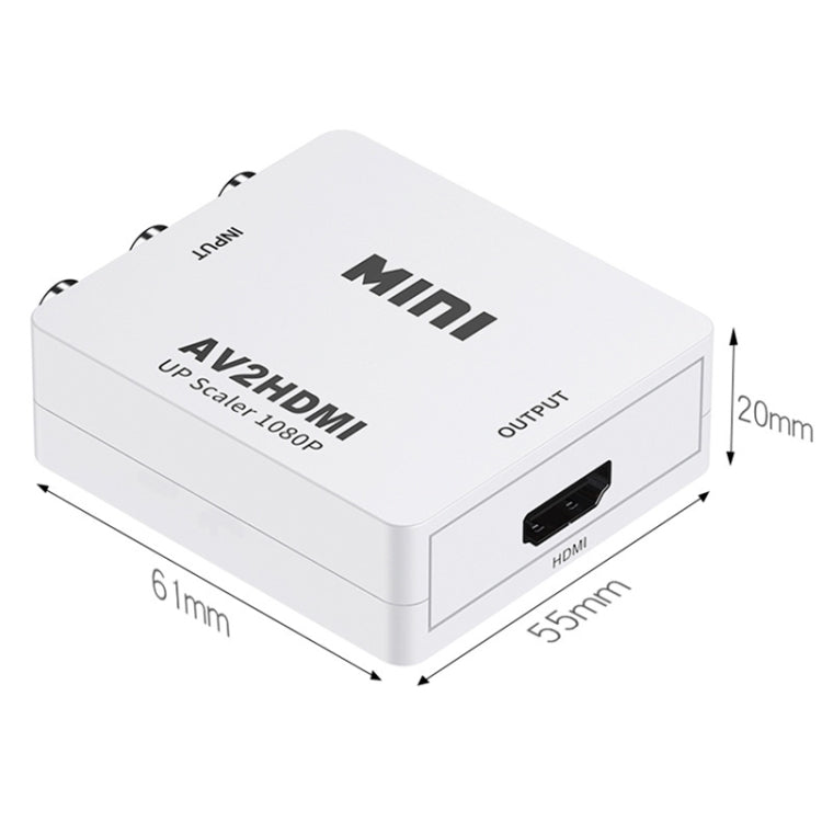 Convertisseur adaptateur mini AV CVBS/L+R audio vers HDMI HOWEI HW-2105, supporte scaler 1080P, HW-2105 AV vers HDMI