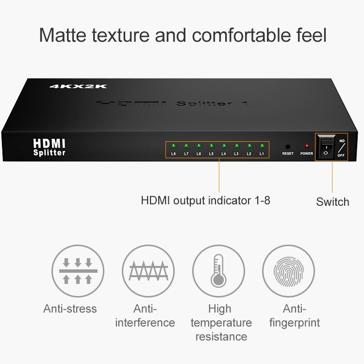 Répartiteur HDMI 1 x 8 Full HD 1080P avec interrupteur, supporte 3D et 4K x 2K