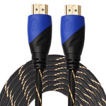 Câble adaptateur connecteur audio-vidéo HDMI mâle vers HDMI mâle 15 m, version HDMI 1.4 1080P, gaine tressée bleu noir, longueur : 15 m