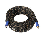 Câble adaptateur connecteur audio-vidéo HDMI mâle vers HDMI mâle 15 m, version HDMI 1.4 1080P, gaine tressée bleu noir, longueur : 15 m