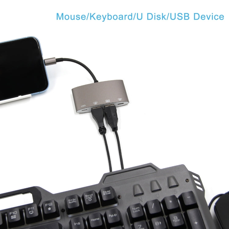 1040KEY Adaptateur Convertisseur Multi-fonctions 8 Broches vers USB + Type-C / USB-C + OTG, 1040KEY