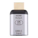 Adaptateur en alliage d'aluminium Type-C / USB-C femelle vers HDMI mâle, Type-C femelle vers HDMI mâle
