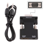 Convertisseur HDMI femelle vers VGA mâle avec sortie audio, adaptateur pour projecteur, moniteur, téléviseur, HDMI vers VGA+Audio