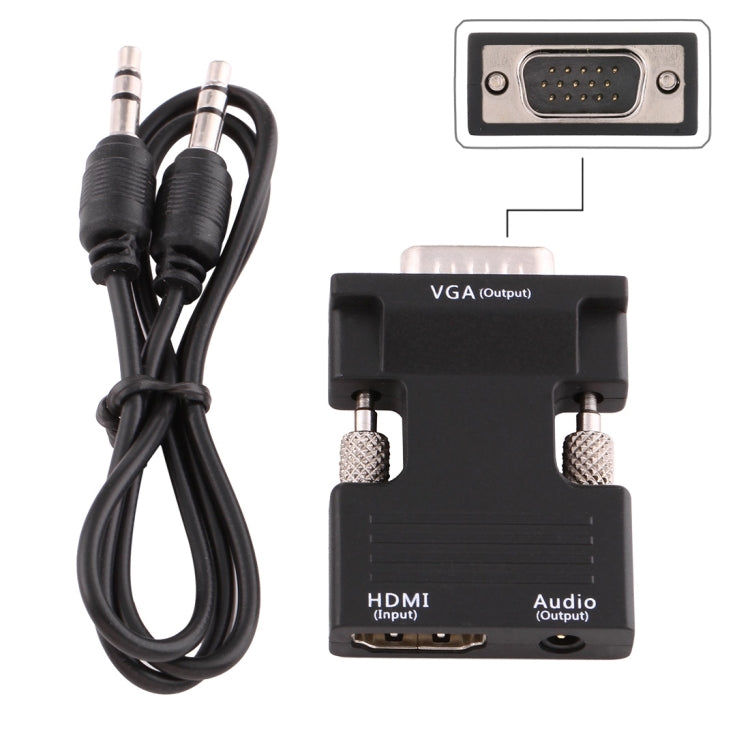 Convertisseur HDMI femelle vers VGA mâle avec sortie audio, adaptateur pour projecteur, moniteur, téléviseur, HDMI vers VGA+Audio