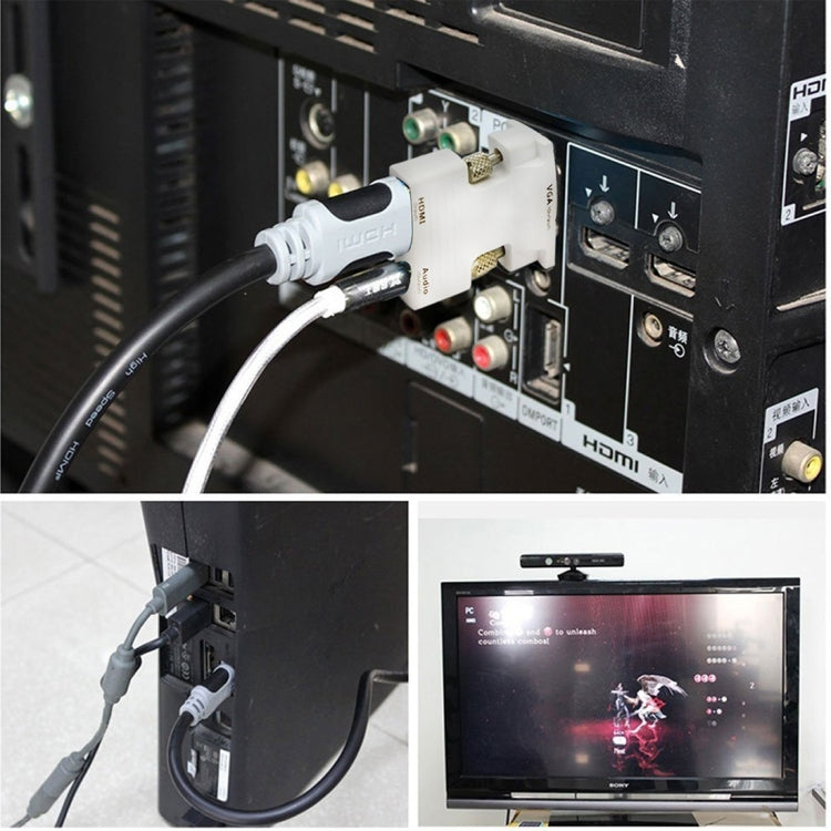 Convertisseur HDMI femelle vers VGA mâle avec sortie audio, adaptateur pour projecteur, moniteur, téléviseur, HDMI vers VGA+Audio