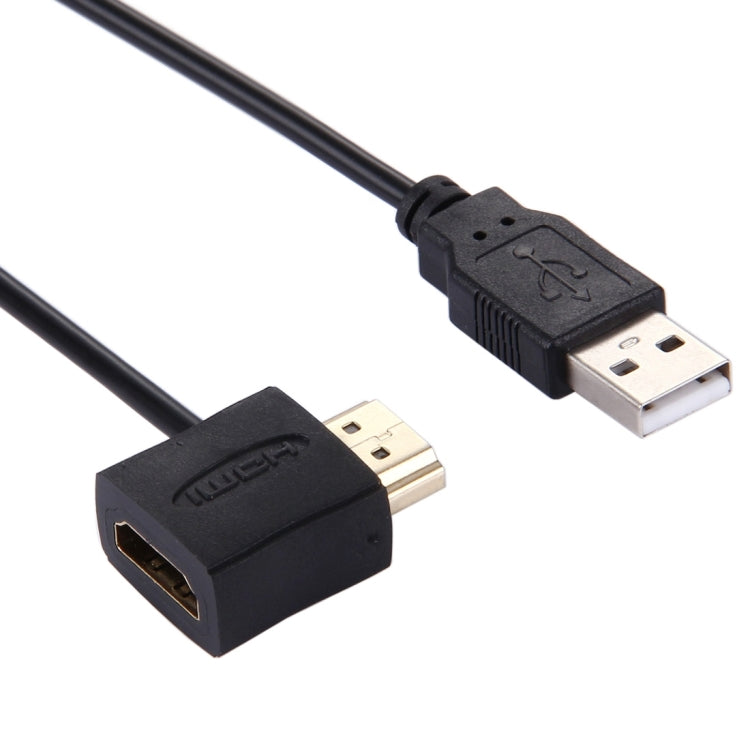 Câble adaptateur HDMI femelle + HDMI mâle vers USB 2.0 mâle de 50 cm, HDMI femelle + mâle