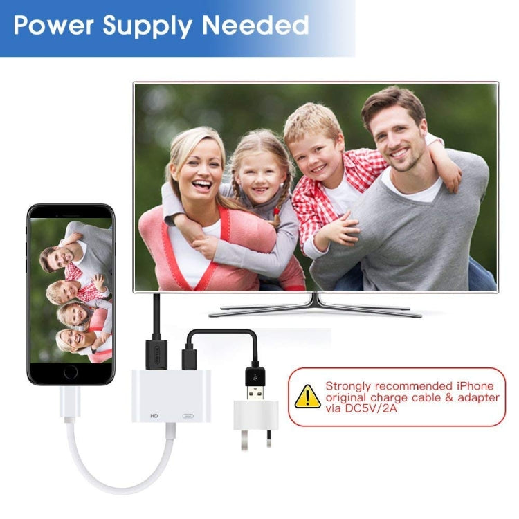 E-Gin-LTH-002 Adaptateur numérique AV 8 broches vers HDMI + port de charge USB pour écran de télévision HD 1080P, E-Gin-LTH-002