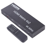 Commutateur matrice HDMI 4x2 / répartiteur avec télécommande, support ARC / MHL / 4Kx2K / 3D, 4 ports HDMI entrée, 2 ports HDMI sortie, support ARC / MHL / 4Kx2K / 3D