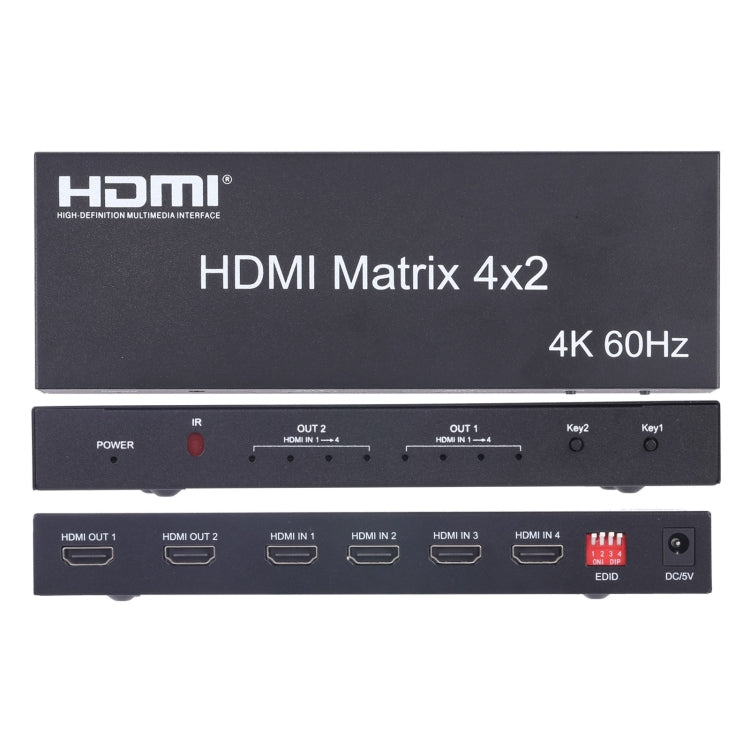 Commutateur matrice HDMI 4x2 / répartiteur avec télécommande, support ARC / MHL / 4Kx2K / 3D, 4 ports HDMI entrée, 2 ports HDMI sortie, support ARC / MHL / 4Kx2K / 3D