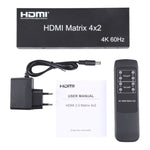 Commutateur matrice HDMI 4x2 / répartiteur avec télécommande, support ARC / MHL / 4Kx2K / 3D, 4 ports HDMI entrée, 2 ports HDMI sortie, support ARC / MHL / 4Kx2K / 3D