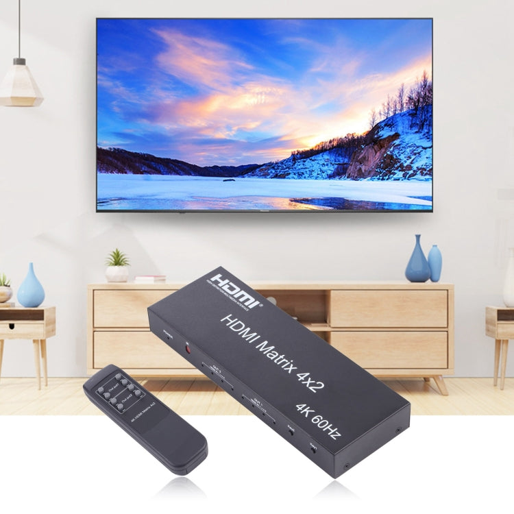 Commutateur matrice HDMI 4x2 / répartiteur avec télécommande, support ARC / MHL / 4Kx2K / 3D, 4 ports HDMI entrée, 2 ports HDMI sortie, support ARC / MHL / 4Kx2K / 3D