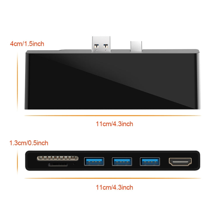 ROCKETEK SK-S5H hub lecteur de carte mémoire 3 x USB 3.0 + HDMI + SD / TF adaptateur HDMI 4K, SK-S5H