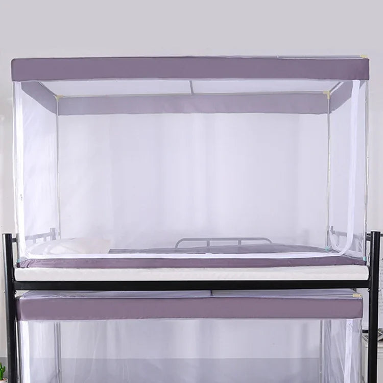 Moustiquaire carrée à fermeture éclair pour plafond de dortoir étudiant, moustiquaire à fermeture éclair cryptée à trois portes pour lit supérieur, Lit supérieur (Gris), Lit supérieur (Bleu), Lit supérieur (Blanc)