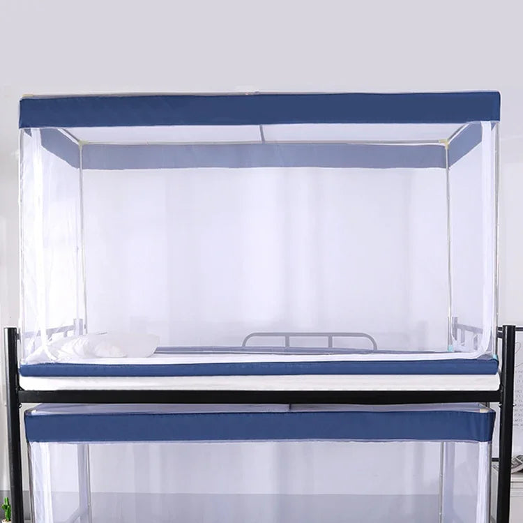 Moustiquaire carrée à fermeture éclair pour plafond de dortoir étudiant, moustiquaire à fermeture éclair cryptée à trois portes pour lit supérieur, Lit supérieur (Gris), Lit supérieur (Bleu), Lit supérieur (Blanc)