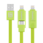 HAWEEL Câble de synchronisation et de charge de données USB 2-en-1 Micro USB et 8 broches vers USB de 1 m, câble 2-en-1 avec deux connecteurs
