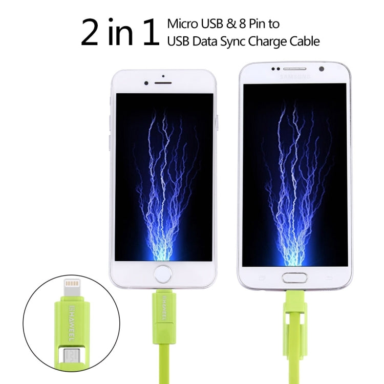 HAWEEL Câble de synchronisation et de charge de données USB 2-en-1 Micro USB et 8 broches vers USB de 1 m, câble 2-en-1 avec deux connecteurs