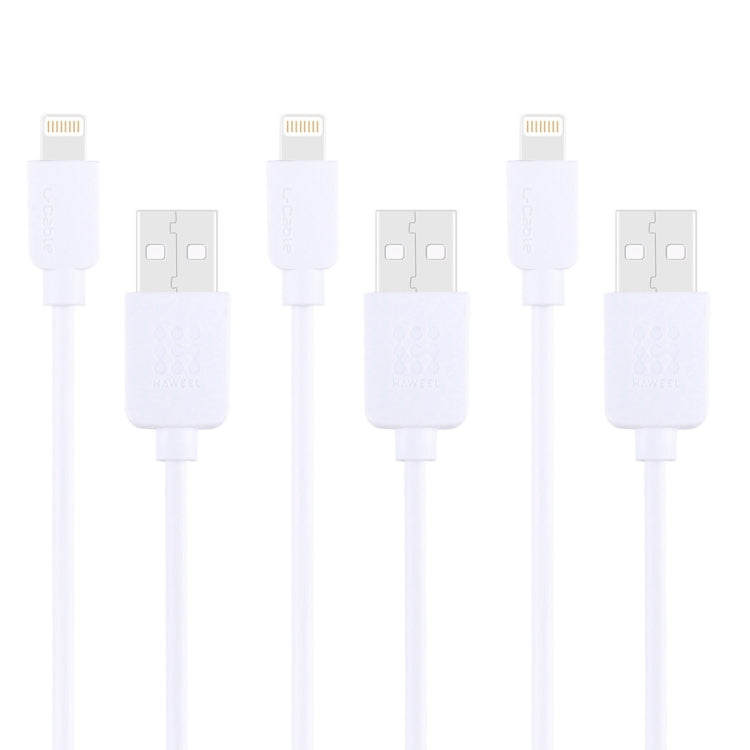 3 CÂBLES HAWEEL 1m Haute Vitesse 8 broches vers USB Kit de synchronisation et de charge pour iPhone, iPad, 3 pièces