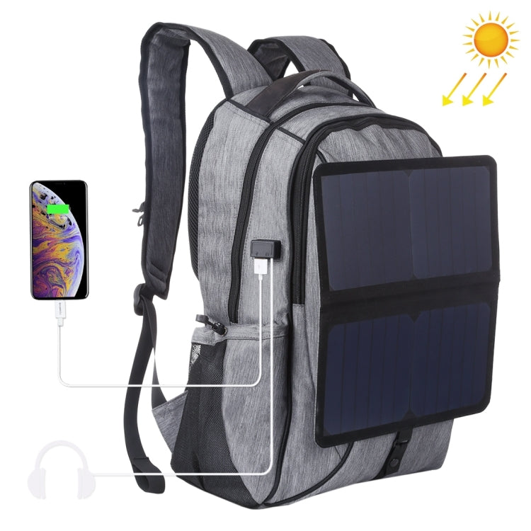 Sac à dos ordinateur portable HAWEEL 14W pliable amovible panneau solaire extérieur portable toile double épaule, sortie USB : 5V 2.1A max