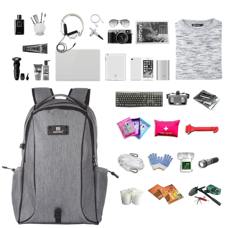 Sac à dos ordinateur portable HAWEEL 14W pliable amovible panneau solaire extérieur portable toile double épaule, sortie USB : 5V 2.1A max