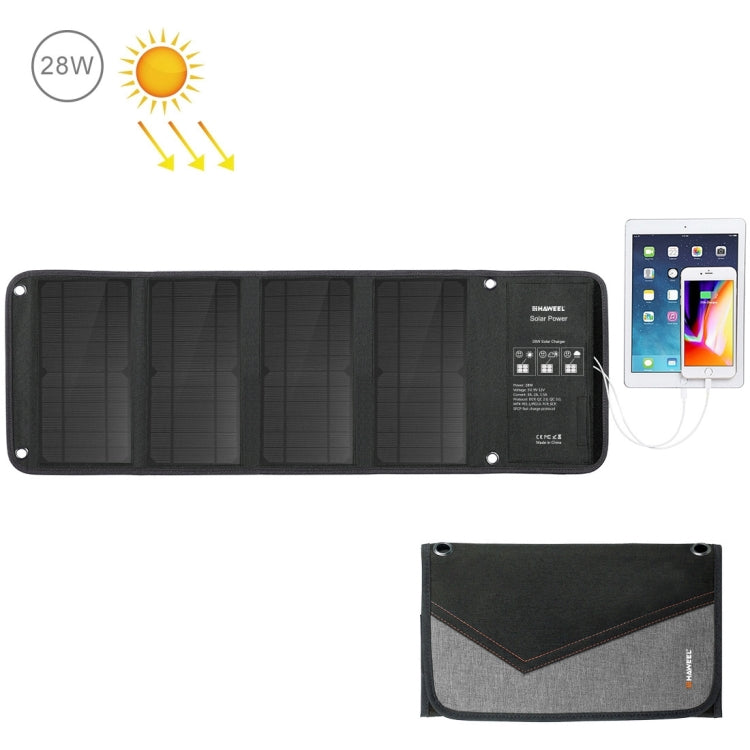 HAWEEL Chargeur de Panneau Solaire Pliable 28W avec Double Ports USB 5V 3A Max, Panneau 28W (B)