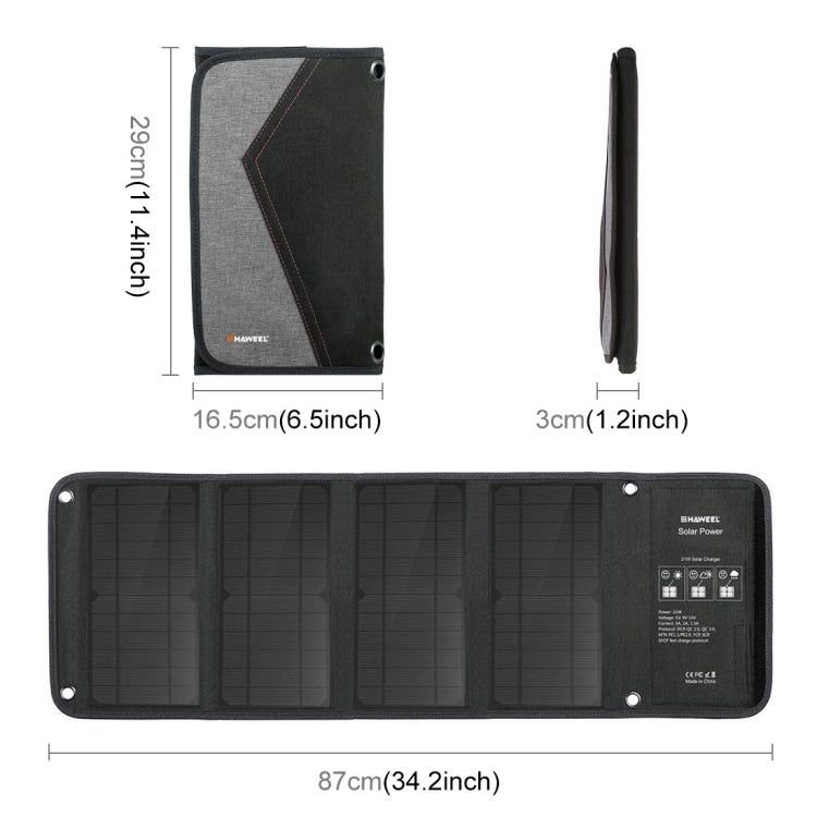 HAWEEL Chargeur de Panneau Solaire Pliable 28W avec Double Ports USB 5V 3A Max, Panneau 28W (B)