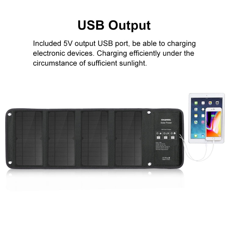 HAWEEL Chargeur de Panneau Solaire Pliable 28W avec Double Ports USB 5V 3A Max, Panneau 28W (B)