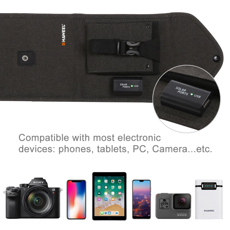 HAWEEL 14W 5V 2.4A Chargeur Solaire Pliable Portable Sac Pliant Rechargeable pour Voyage Extérieur avec 4 Panneaux Solaires & Port USB, Taille : S, 14W