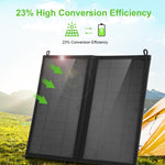 Chargeur solaire pliable HAWEEL 12W 2 panneaux avec double port USB 5V / 3.1A max, support QC3.0 et AFC, 12W 2 panneaux