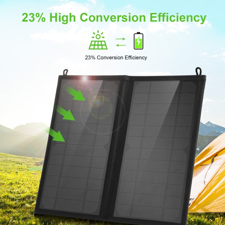Chargeur solaire pliable HAWEEL 12W 2 panneaux avec double port USB 5V / 3.1A max, support QC3.0 et AFC, 12W 2 panneaux