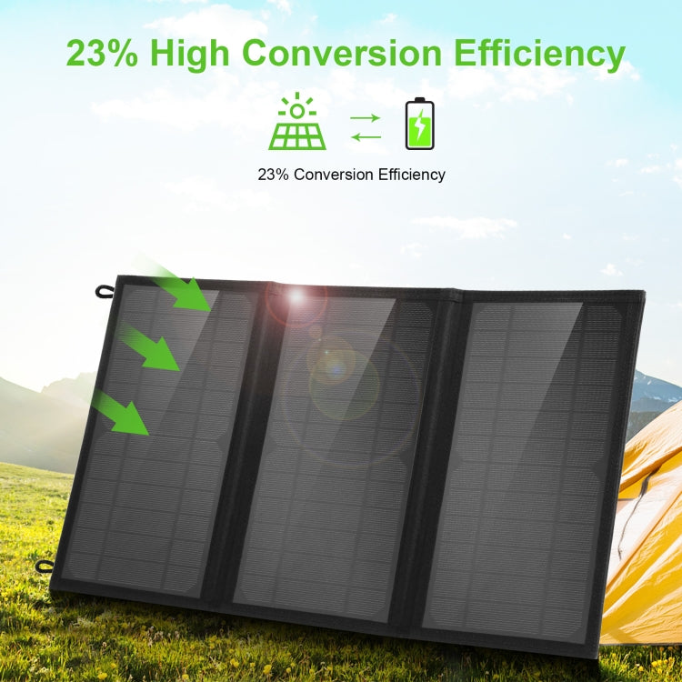 Chargeur solaire pliable HAWEEL 18W à 3 panneaux avec sac, ports USB doubles 5V / 3,1A max, compatible QC3.0 et AFC, 18W 3 panneaux
