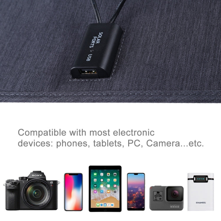 Chargeur solaire portable HAWEEL 20W en silicium monocristallin, avec port USB, support et pince tigre, compatible QC3.0 et AFC