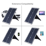 Chargeur solaire portable HAWEEL 20W en silicium monocristallin, avec port USB, support et pince tigre, compatible QC3.0 et AFC