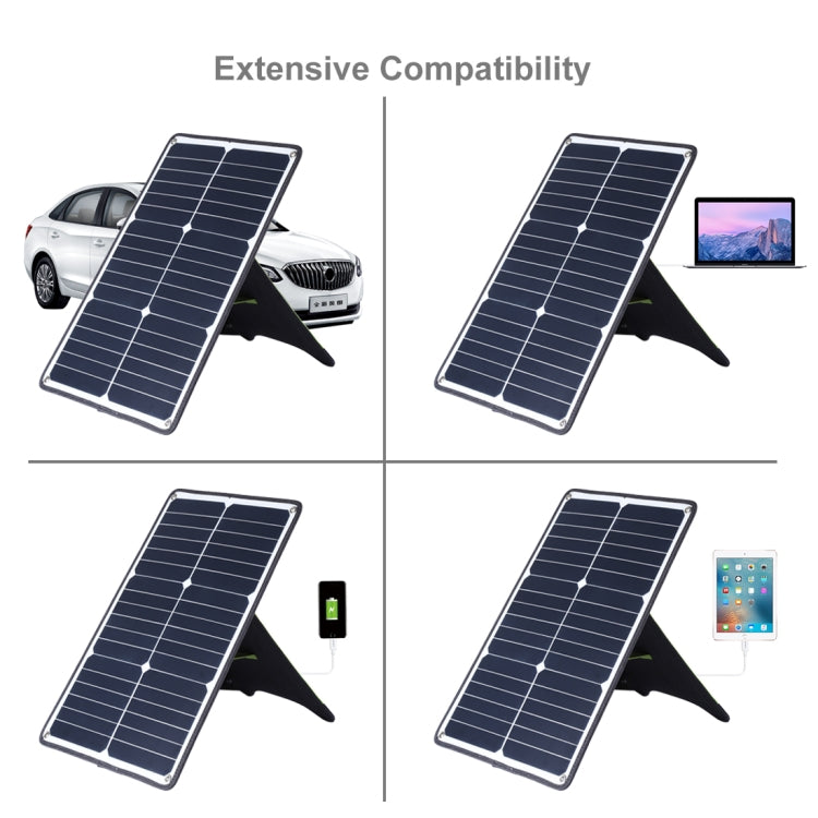 Chargeur solaire portable HAWEEL 20W en silicium monocristallin, avec port USB, support et pince tigre, compatible QC3.0 et AFC
