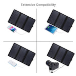 Chargeur solaire ultrafin HAWEEL 21W pliable en 3 volets, ports USB doubles 5V / 3A, compatible QC3.0 et AFC, ultrafin 21W