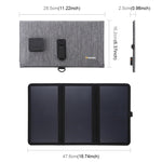 Chargeur solaire ultrafin HAWEEL 21W pliable en 3 volets, ports USB doubles 5V / 3A, compatible QC3.0 et AFC, ultrafin 21W