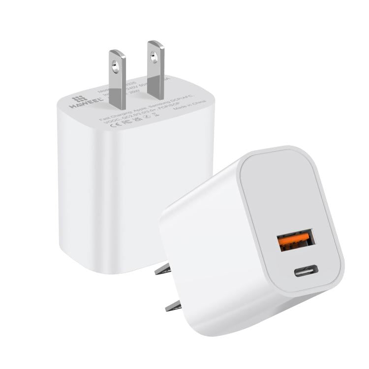 Adaptateur de charge rapide double port HAWEEL 20W, prise US, chargeur double port prise US