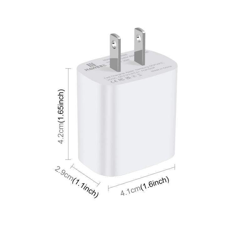 Adaptateur de charge rapide double port HAWEEL 20W, prise US, chargeur double port prise US