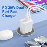 Adaptateur de charge rapide double port HAWEEL 20W, prise US, chargeur double port prise US