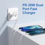 Adaptateur de charge rapide double port HAWEEL 20W, prise EU, chargeur double port prise EU