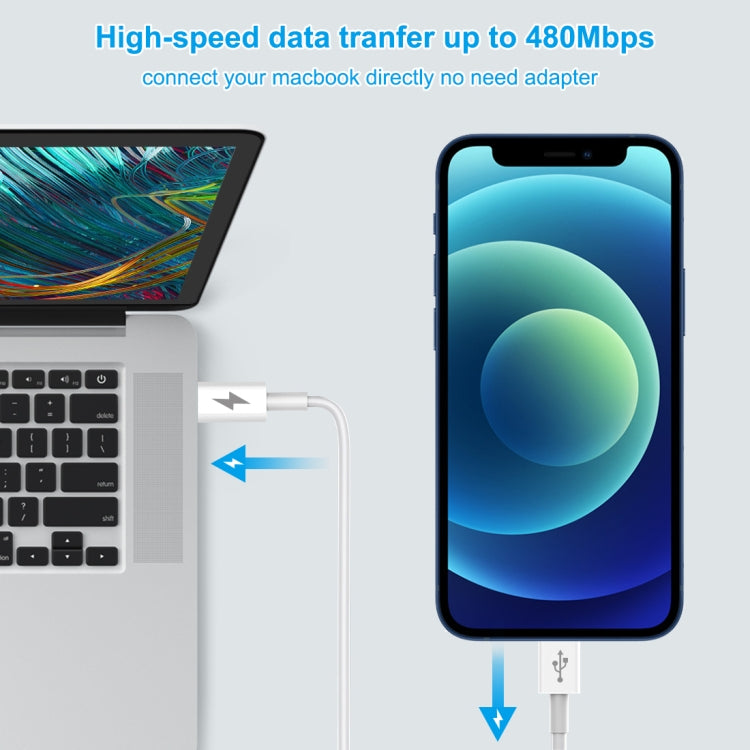 Câble de charge rapide HAWEEL 25W 3A USB-C / Type-C vers 8 broches PD pour iPhone, iPad, longueur du câble : 1 m, Type-C vers 8 broches 1 m